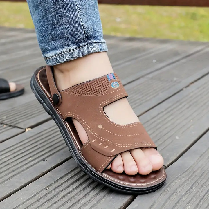 Stylish Men's Sandals with Strap – Strider-Light brown-6-State of Style