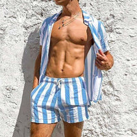 Stylish men's summer set with striped pattern - StripesFresh-Yellow-S-State of Style