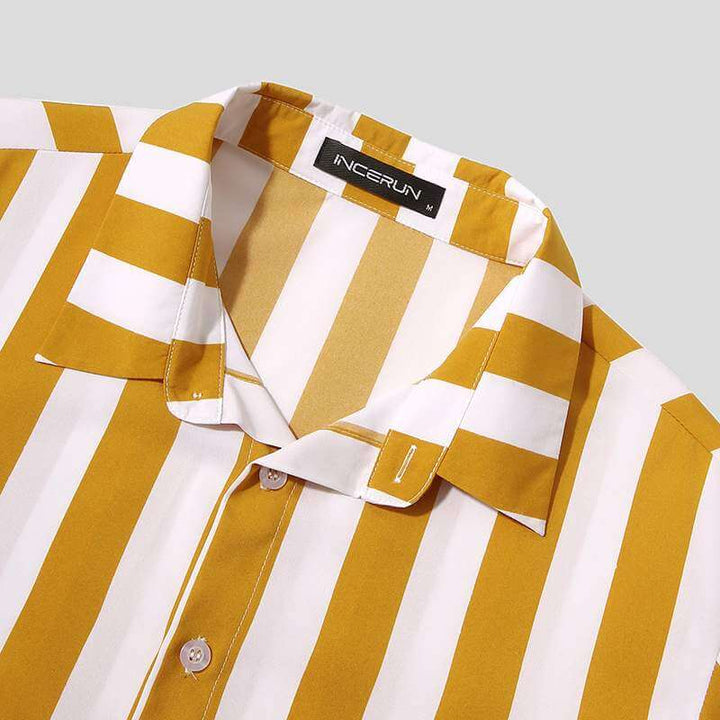 Stylish men's summer set with striped pattern - StripesFresh-Yellow-S-State of Style