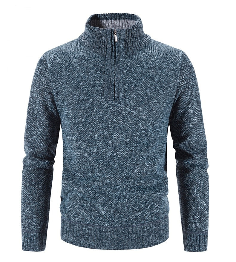 Stylish Men's Sweater with Half Zip - SummitCraft-Blue-M-State of Style