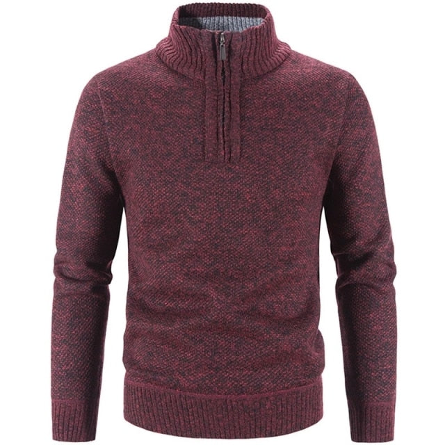 Stylish Men's Sweater with Half Zip - SummitCraft-Bordeaux Red-M-State of Style