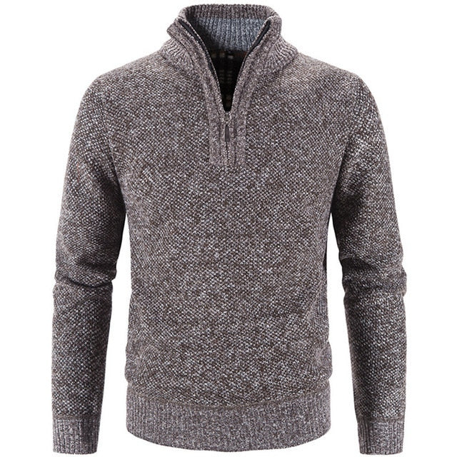 Stylish Men's Sweater with Half Zip - SummitCraft-Brown-M-State of Style