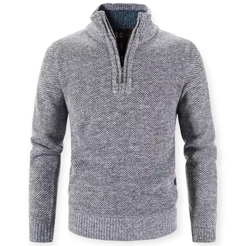 Stylish Men's Sweater with Half Zip - SummitCraft-Grey-M-State of Style