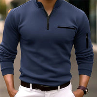 Stylish Men's Sweater with Quarter Zip – Lorenzo-Dark blue-S-State of Style