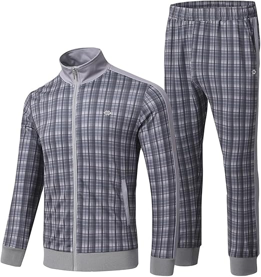 Stylish Men's Tracksuit - Olly-Checked Grey-S-State of Style