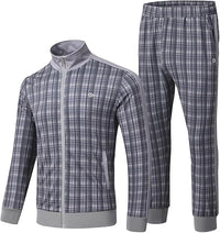 Stylish Men's Tracksuit - Olly-Checked Grey-S-State of Style