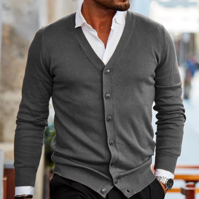 Stylish Men's Waistcoat with V-neck and Button Closure - Lucas-Grey-S-State of Style
