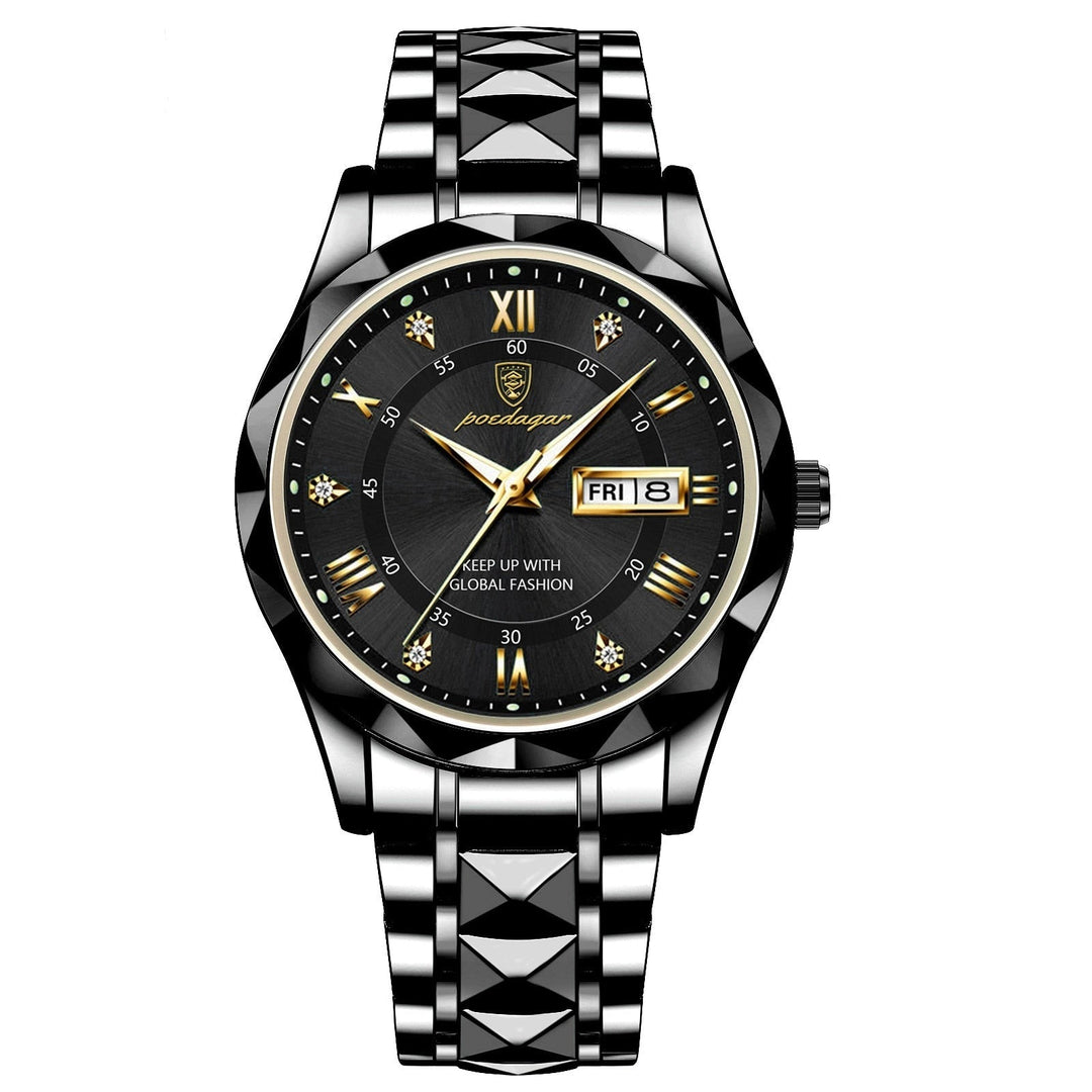 Stylish Men's Watch in Stainless Steel - LumiSteel-Black Black-State of Style