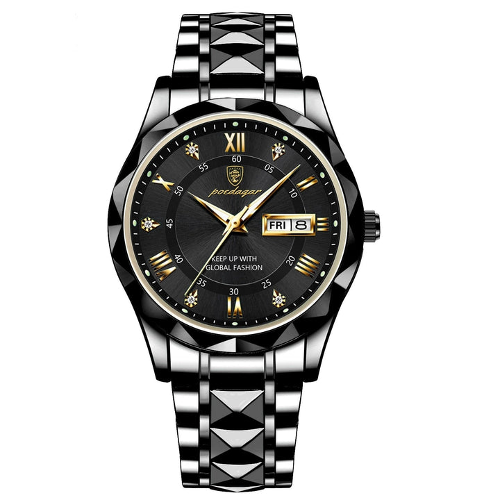 Stylish Men's Watch in Stainless Steel - LumiSteel-Black Black-State of Style