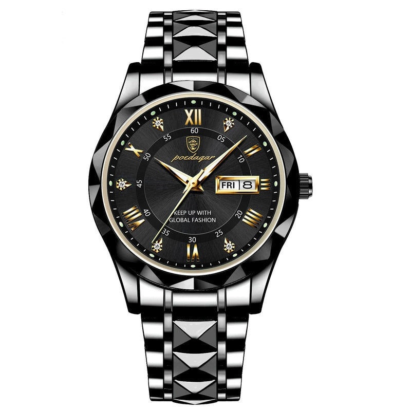 Stylish Men's Watch in Stainless Steel - LumiSteel-Black Black-State of Style