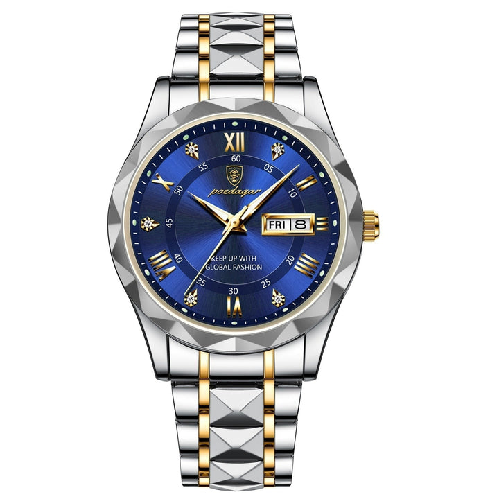 Stylish Men's Watch in Stainless Steel - LumiSteel-Gold Blue-State of Style
