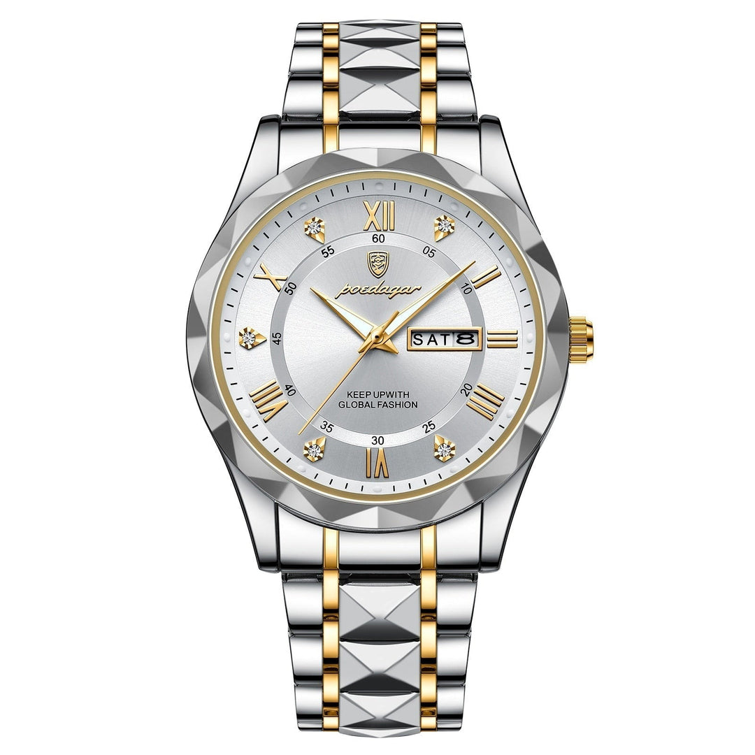 Stylish Men's Watch in Stainless Steel - LumiSteel-Gold White-State of Style