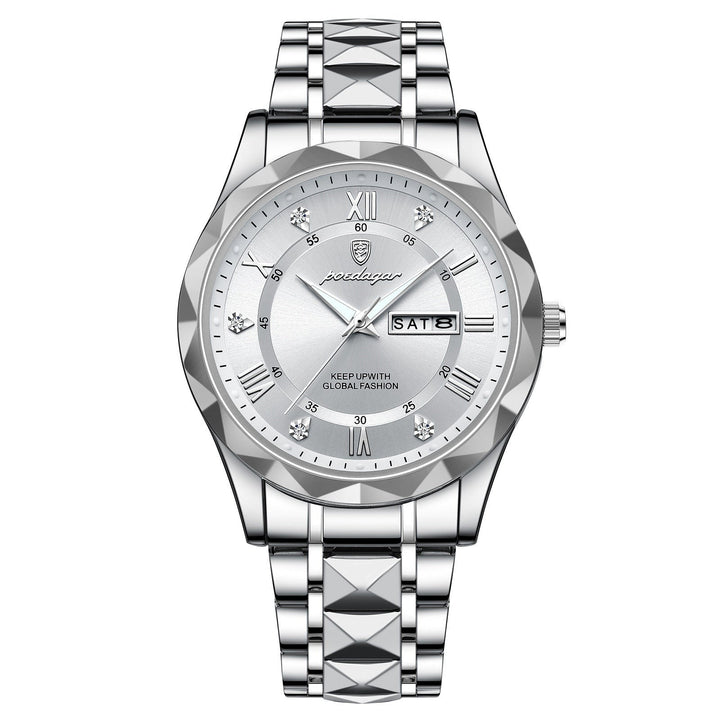 Stylish Men's Watch in Stainless Steel - LumiSteel-Silver White-State of Style