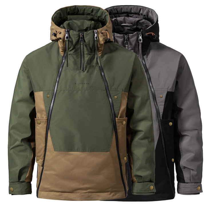 Stylish Men's Winter Jacket with Double Zip - NORDON-Green-S-State of Style