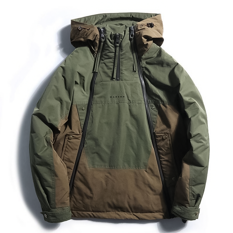 Stylish Men's Winter Jacket with Double Zip - NORDON-Green-S-State of Style