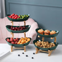 Stylish Metal Fruit Stand with 2 or 3 Tiers – StackFruit-Beige (2 Layers)-State of Style