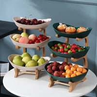 Stylish Metal Fruit Stand with 2 or 3 Tiers – StackFruit-Beige (2 Layers)-State of Style