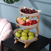 Stylish Metal Fruit Stand with 2 or 3 Tiers – StackFruit-Beige (2 Layers)-State of Style