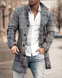 Stylish Mid-Length Checked Men's Coat - Stephen-Light Colour Mix-M-State of Style
