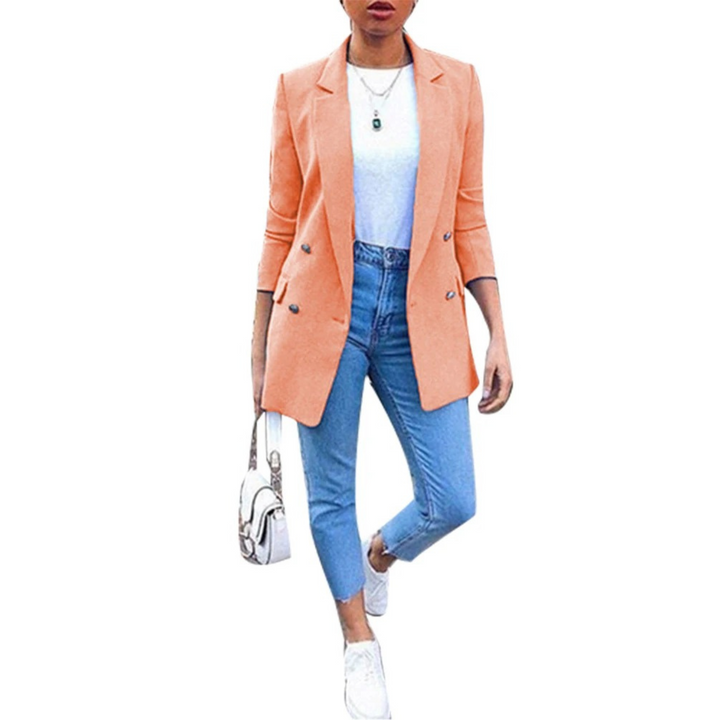 Stylish Mid-Length Women's Blazer - Ava-Orange-S-State of Style