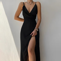 Stylish Midi Dress with Spaghetti Straps - Grace-Black-S-State of Style
