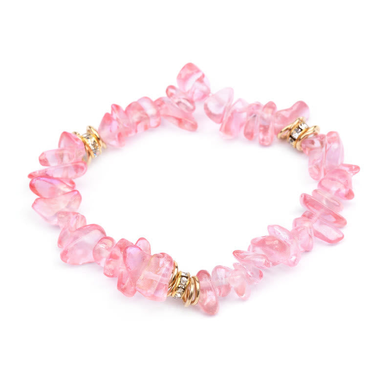 Stylish Natural Stone Crystal Bead Bracelet - Celine-Rose Quartz-State of Style