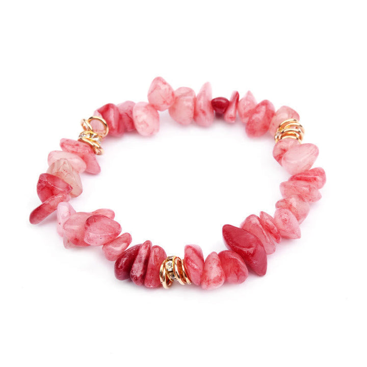 Stylish Natural Stone Crystal Bead Bracelet - Celine-Strawberry Quartz-State of Style