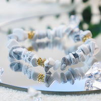 Stylish Natural Stone Crystal Bead Bracelet - Celine-White Turquoise-State of Style