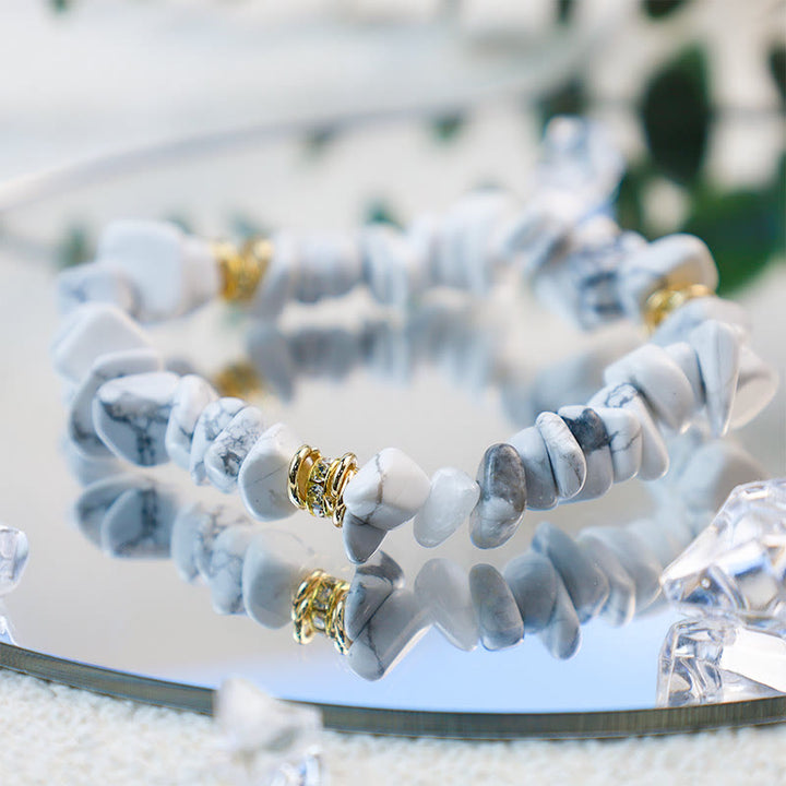 Stylish Natural Stone Crystal Bead Bracelet - Celine-White Turquoise-State of Style