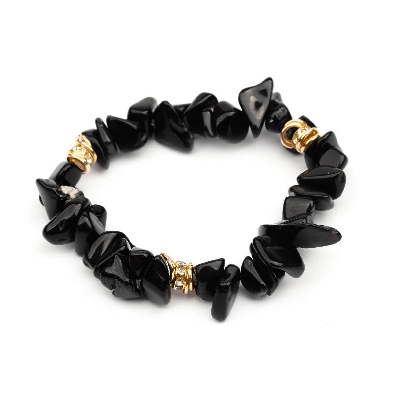 Stylish Natural Stone Crystal Beads Bracelet - Celine-Obsidian-State of Style