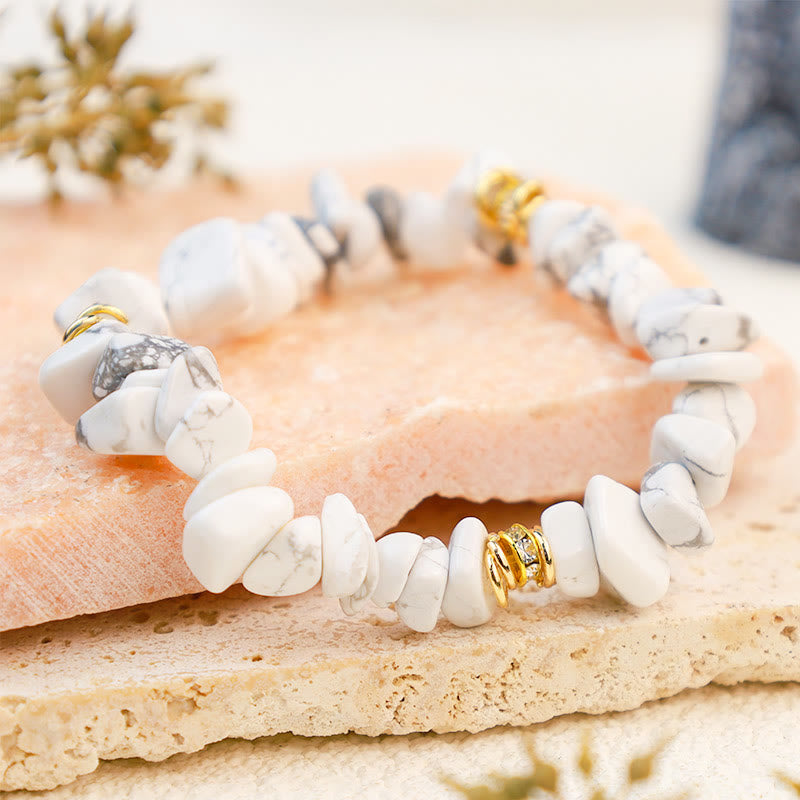 Stylish Natural Stone Crystal Beads Bracelet - Celine-White Turquoise-State of Style