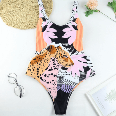 Stylish one-piece swimsuit with animal print for women - WildWelle-Leopard-S-State of Style