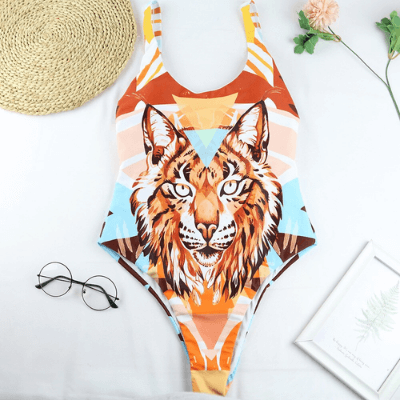 Stylish one-piece swimsuit with animal print for women - WildWelle-Tiger-S-State of Style