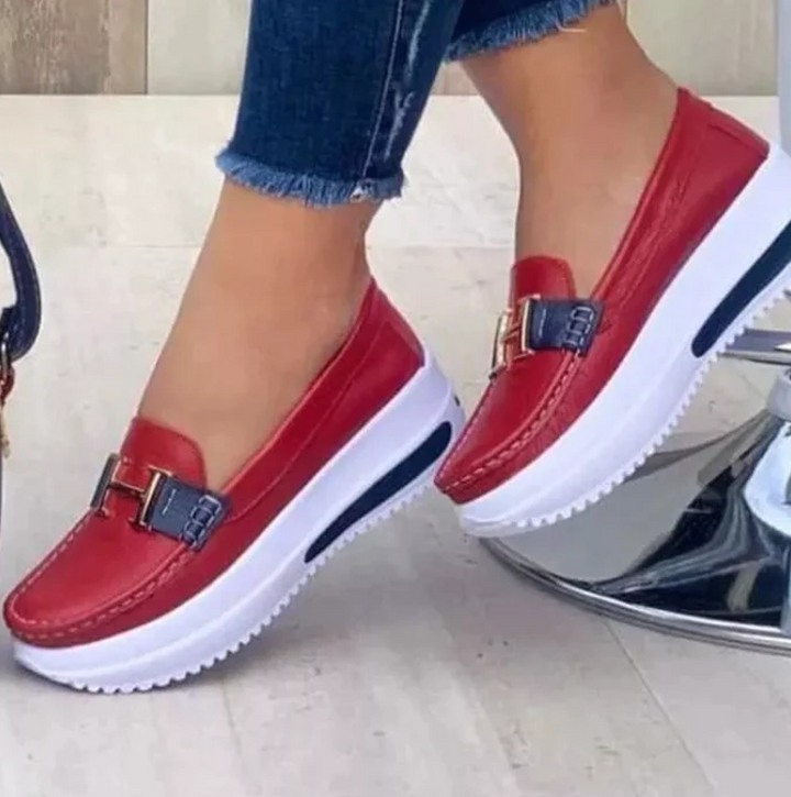 Stylish orthopedic women's shoes for pain-free walking – Selina-Red-3-State of Style