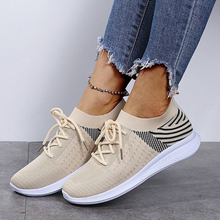 Stylish Orthopedic Women's Sneakers - Lyra-Beige-5-State of Style