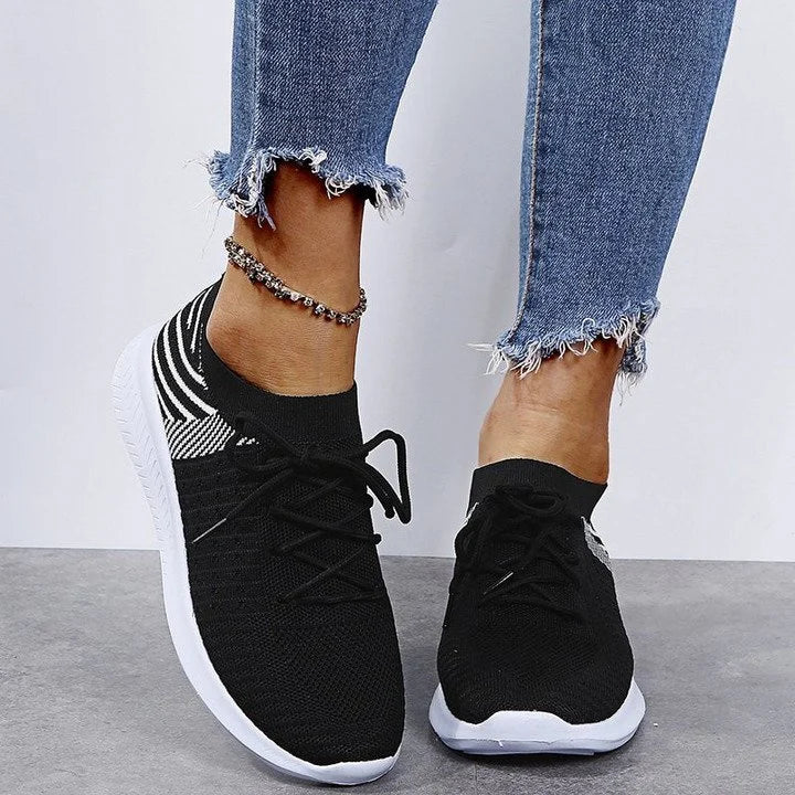 Stylish Orthopedic Women's Sneakers - Lyra-Black-5-State of Style