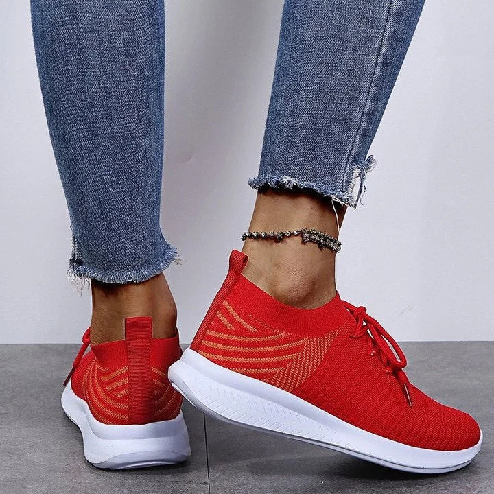Stylish Orthopedic Women's Sneakers - Lyra-Red-5-State of Style