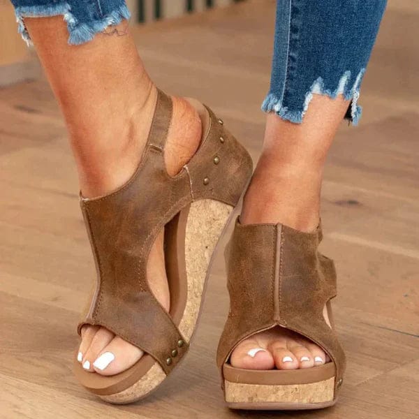 Stylish Orthopedic Women's Wedge Sandals - Lara Wegner-Brown-35-State of Style