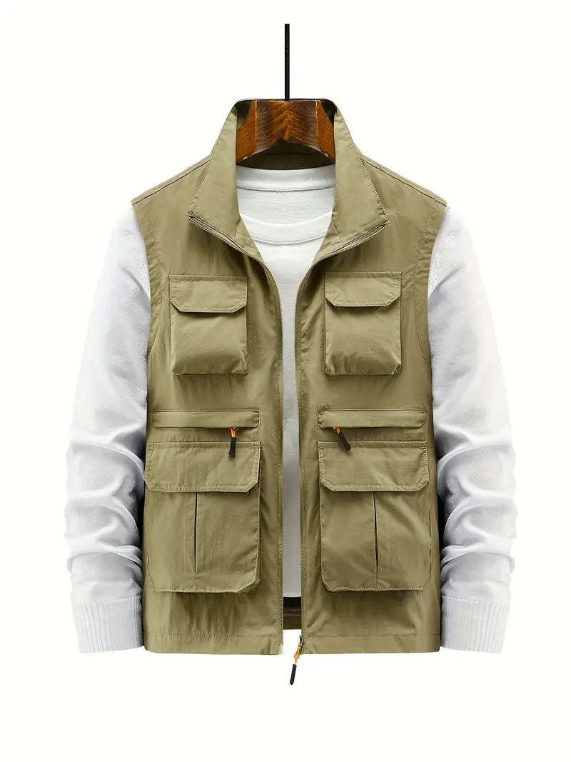 Stylish Outdoor Men's Vest - Thorne-Khaki-M-State of Style