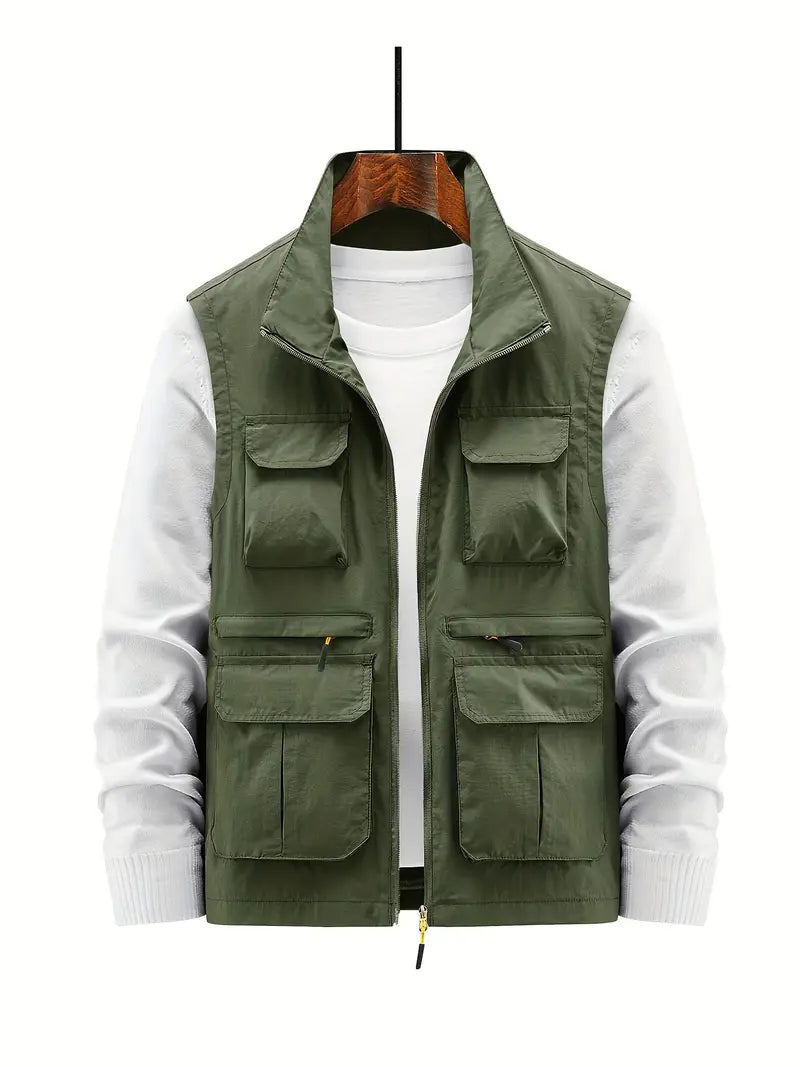 Stylish Outdoor Men's Vest - Thorne-Olive green-M-State of Style