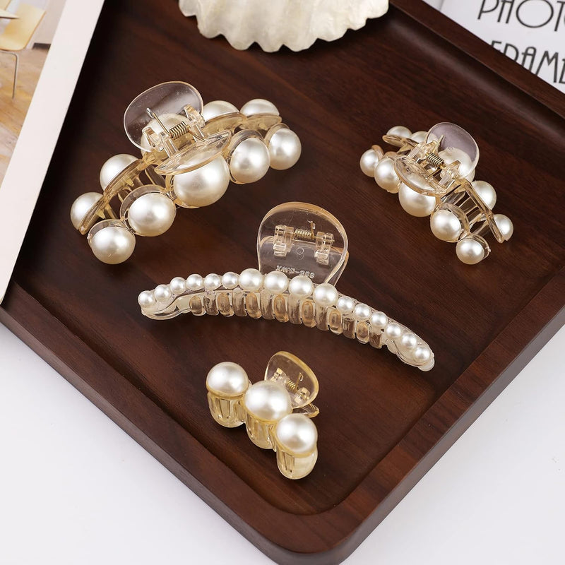 Stylish Pearl Hair Clips - 4-Pack-Set 1-State of Style