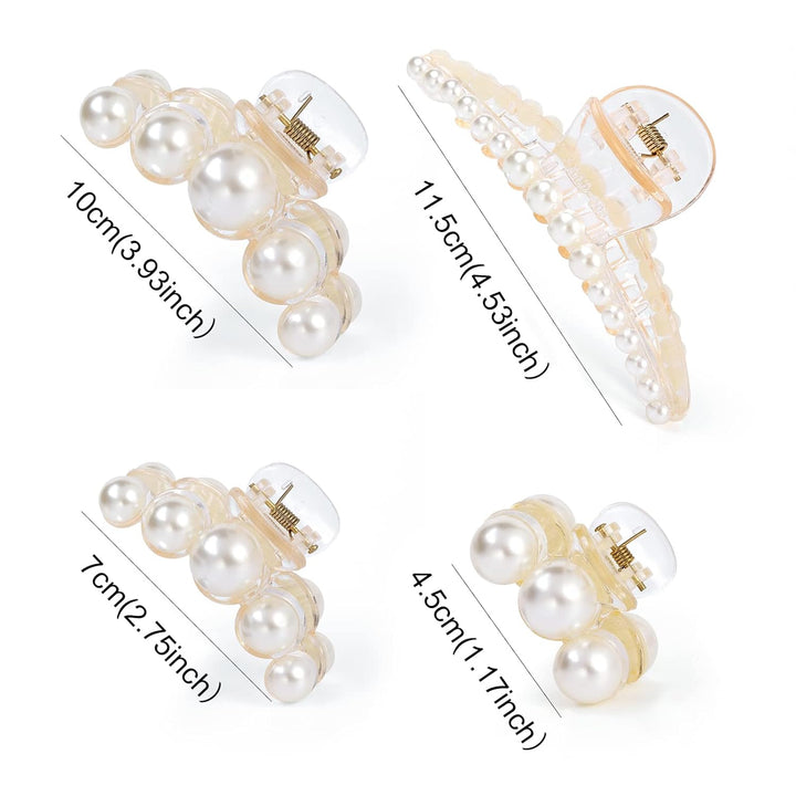 Stylish Pearl Hair Clips - 4-Pack-Set 1-State of Style
