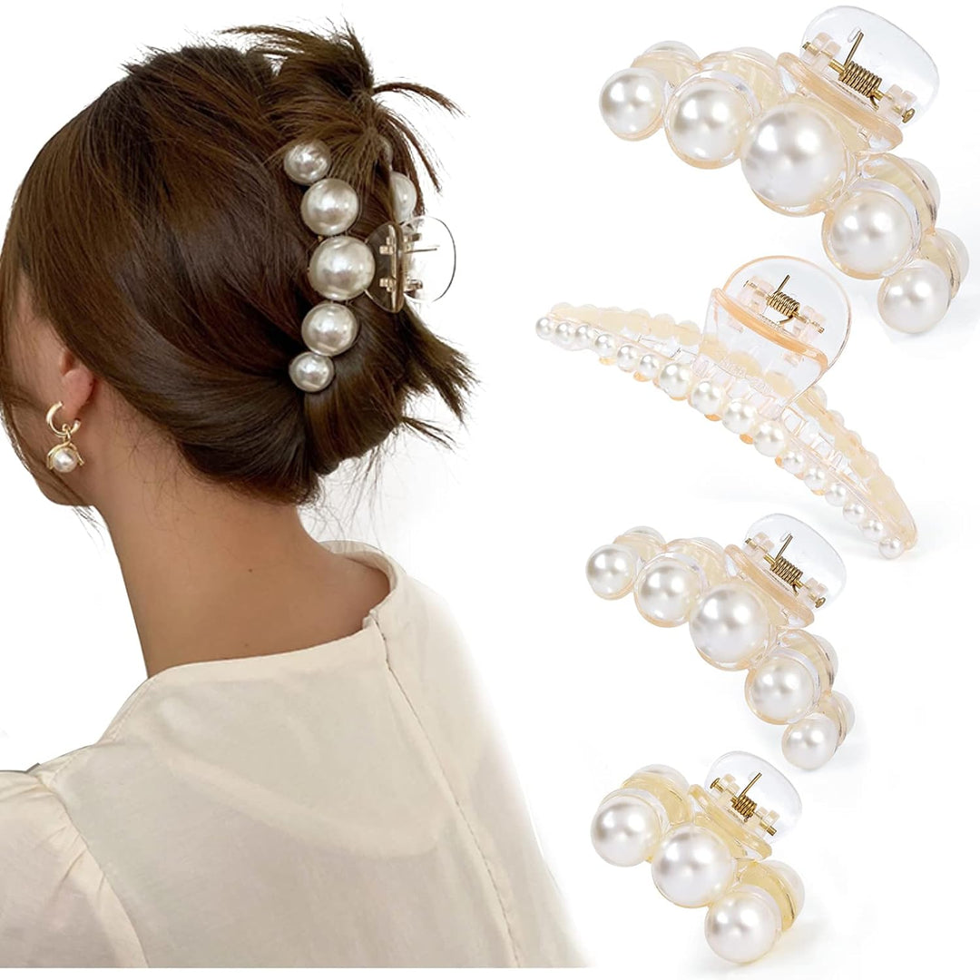 Stylish Pearl Hair Clips - 4-Pack-Set 1-State of Style