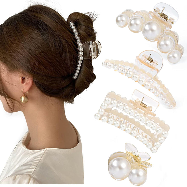 Stylish Pearl Hair Clips - 4-Pack-Set 2-State of Style