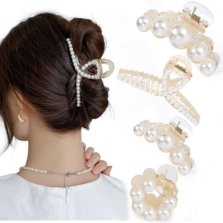 Stylish Pearl Hair Clips - 4-Pack-Set 3-State of Style