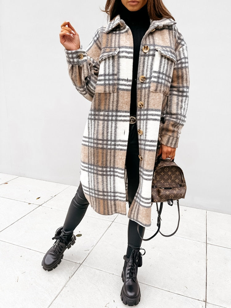Stylish Plaid Jacket | Nostalgic & Trendy-White-Beige-S-State of Style