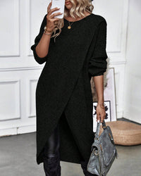 Stylish Plain Sweater Dress - Lina-Black-S-State of Style