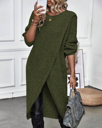 Stylish Plain Sweater Dress - Lina-Green-S-State of Style