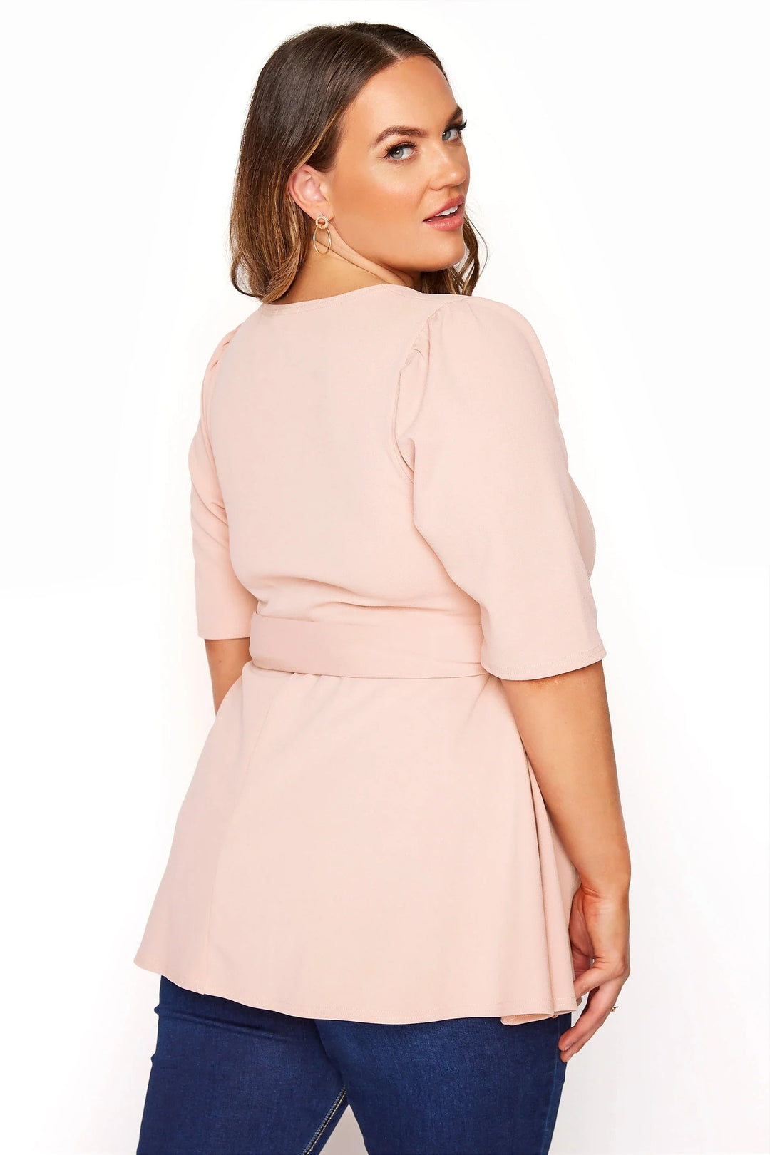 Stylish Plus-Size Peplum Top for Work and Fashion-Pink-2XL-State of Style