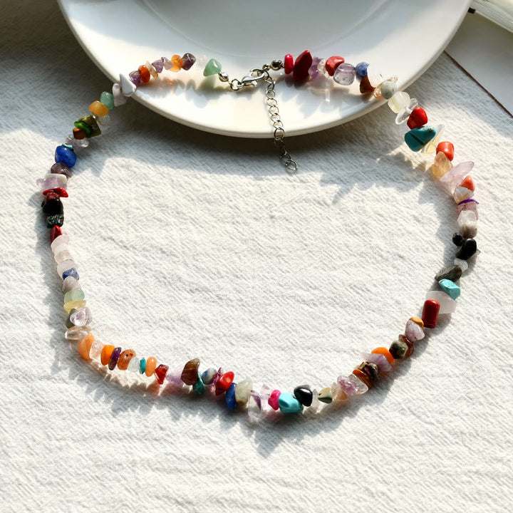 Stylish Polished Crystal Necklace - Lina-Multicoloured Natural Stone-State of Style